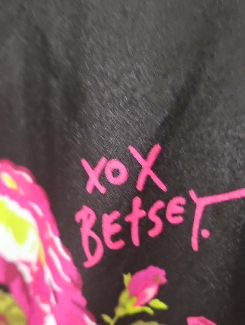 Betsey Johnson 50th Anniversary Black Dress with Pink and Green Floral Print - Picture 3 of 11